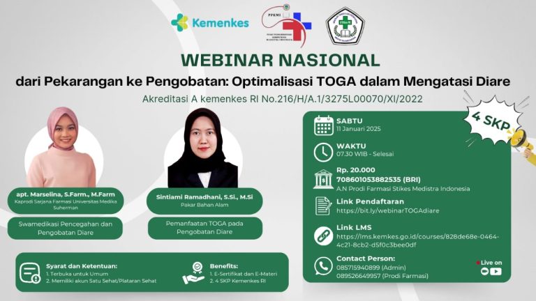 Webinar Program Studi Sarjana Farmasi bekerjasama dengan Pusat Pengembangan Kompetensi Medistra Indonesia